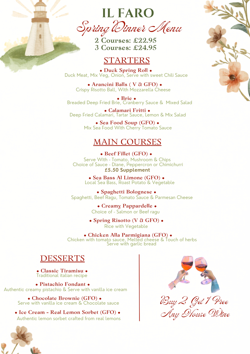 Il Faro Spring 2026 Menu