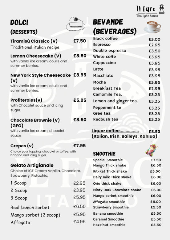 Il Faro Guernsey Desserts
